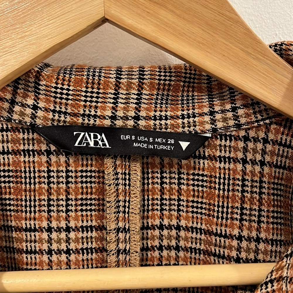 Zara Plaid mini Shirt Dress Size S - Picture 3 of 6